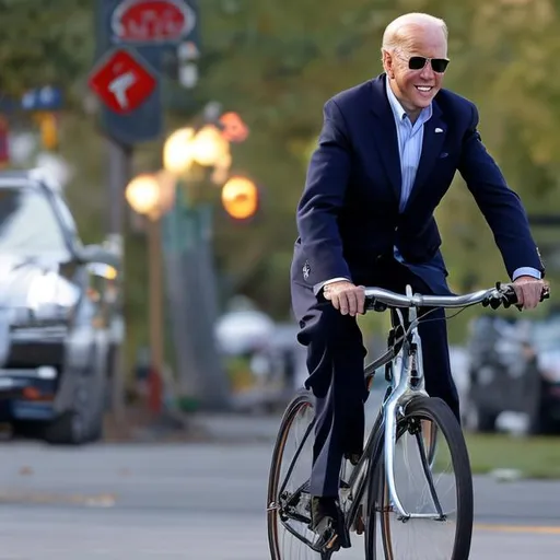 Prompt: Joe Biden riding a bicycle 