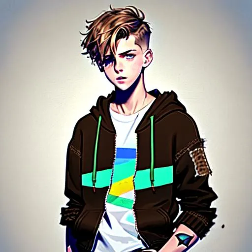 Young teen handsome 13 year old lightbrown short hai... | OpenArt