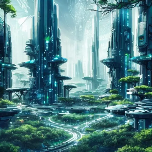 Prompt: futuristic city in a forest