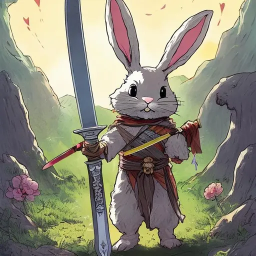 Prompt: A bunny wielding a giant sword
