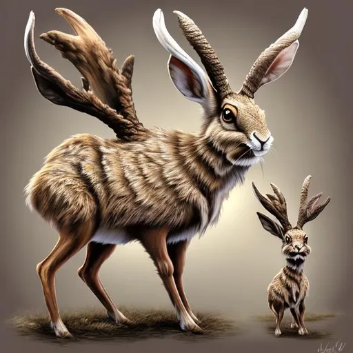 Prompt: realistic Jackalope full body