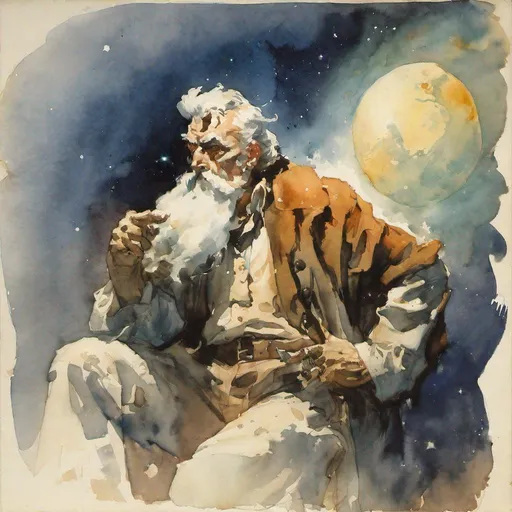 Prompt: mad Astronomer,wizard, portrait watercolor by Frank Frazetta ssor 16:0 sav 5
-- 750 --q 2 - 