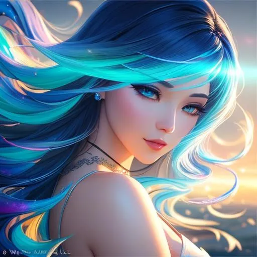 Prompt:  colorful ink illustration, wind aura, morning era, daylight , detailed gorgeous face, dreamy, glowing, backlit, glamour, glimmer, shadows, oil on canvas, brush strokes, smooth, ultra high definition, 16k, unreal engine 5, ultra sharp focus, art by  wlop, artgerm, loish, sf, intricate artwork masterpiece, ominous, young woman with big doe eyes and full lips, bushy wavy hair, matte painting movie poster,  highly detailed, vibrant, production cinematic character render, smiling, backlit, ultra high quality female attractive beautiful face.