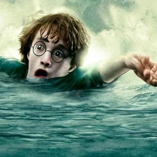 Prompt: Harry potter drowning