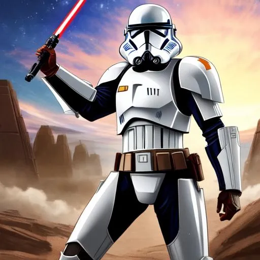 Prompt: star wars clone trooper anime style
