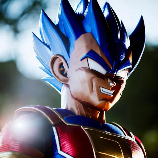 Hyperrealistic, high definition live action full body portrait of vegeta