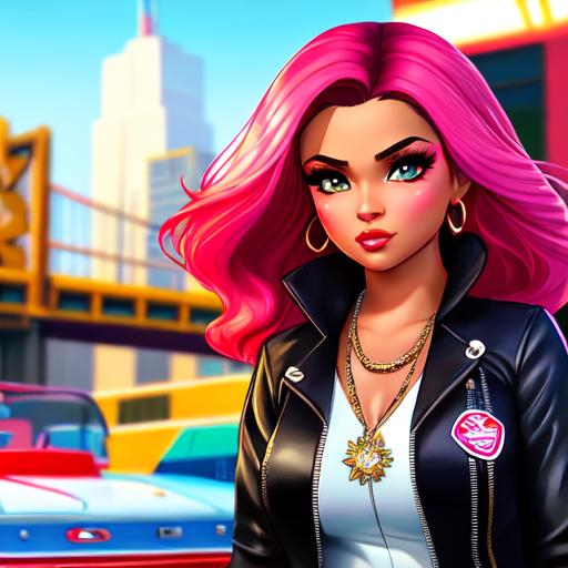 Yasmin from Bratz in GTA 5 loading screen, cover art... OpenArt