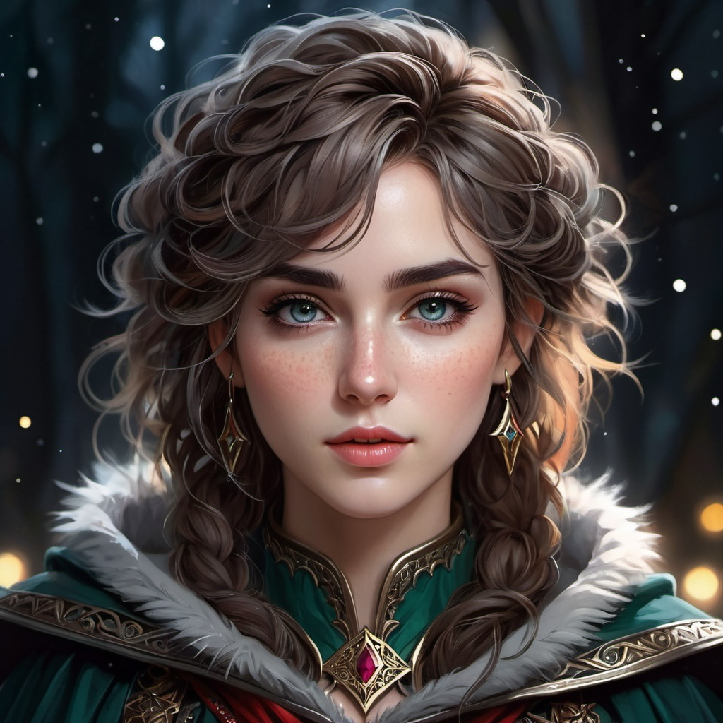 half body portrait, female , elf, detailed face, det...