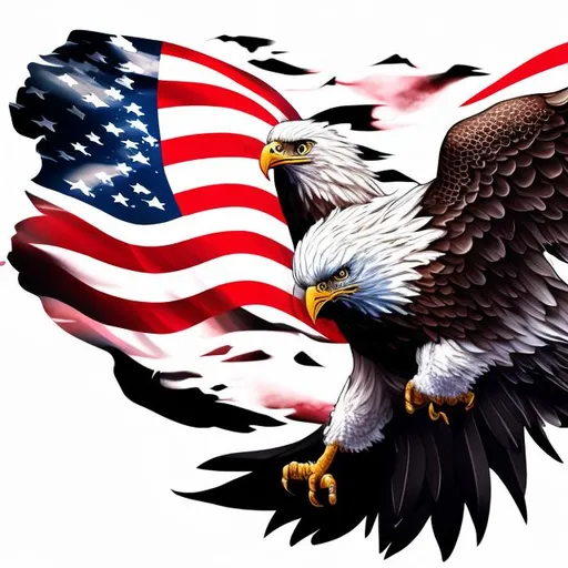 Prompt: Anime style American flag with a high quality drawn eagle and a transparent background. HIGH QUALITY PHENOMENAL ART IN THE STYLE OF ANIME