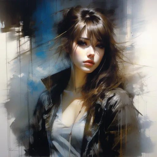 Prompt: Anime,full body, shiny skin, detailed face, detailed eyes, insanely detailed, brown hair, hazle eyes. concept art by Stephen Gammell, Pino Daheny, Jeremy Mann, Alex Maleev, Carne_Griffiths, 32k, studio cinematic lighting, oil on canvas, fine art, super efficient light, crisp focus, graininess, feeling of passion, ideal body proportions.