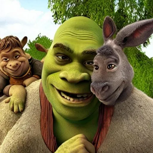 Prompt: shrek eating donkey