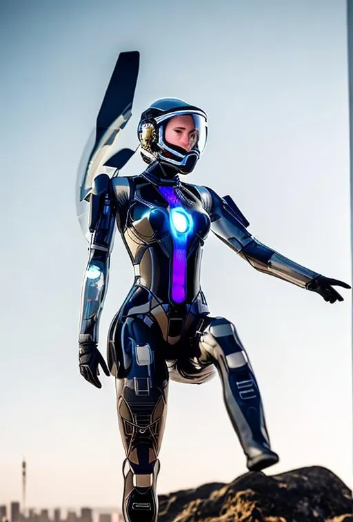 Prompt: an augmented pilot in a transparent suit with visible skin, Long shot, wide angle, 24mm lens, implants, high details, realistic , dark lighting, professionally colour graded, photorealism, 8k, 