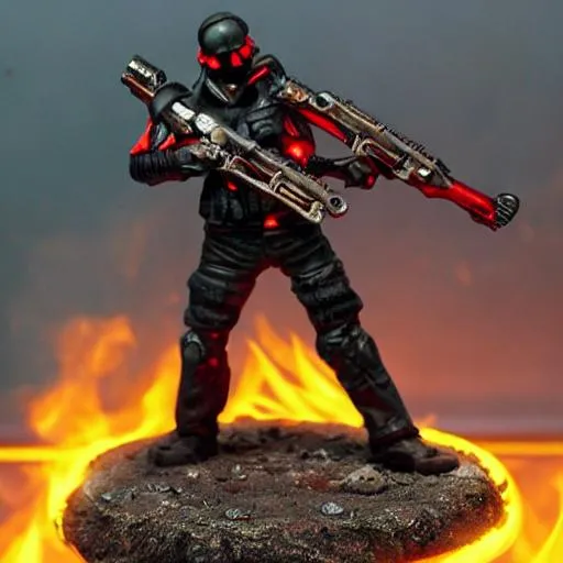 Prompt: death soldier with flame thrower