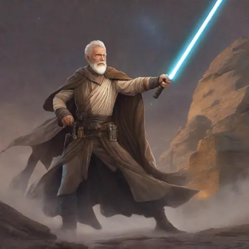 Prompt: John Brown as jedi with lightsaber, award winning, artstation,