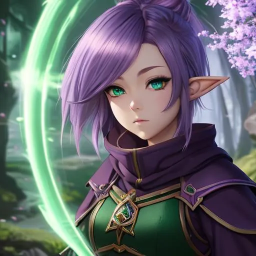 Prompt: "Full body, oil painting, fantasy, anime portrait of young gnome woman with short light purple hair, dark green eyes, and short elf ears wearing adventuring gear, #3238, UHD, hd , 8k eyes, detailed face, big anime dreamy eyes, 8k eyes, intricate details, insanely detailed, masterpiece, cinematic lighting, 8k, complementary colors, golden ratio, octane render, volumetric lighting, unreal 5, artwork, concept art, cover, top model, light on hair colorful glamourous hyperdetailed medieval city background, intricate hyperdetailed breathtaking colorful glamorous scenic view landscape, ultra-fine details, hyper-focused, deep colors, dramatic lighting, ambient lighting god rays, flowers, garden | by sakimi chan, artgerm, wlop, pixiv, tumblr, instagram, deviantart