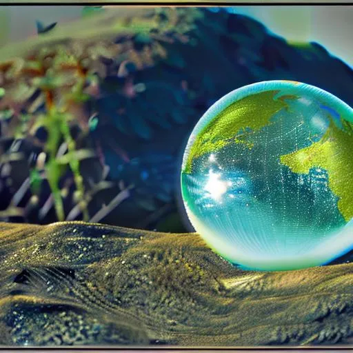 Prompt: crystal sphere eminating from the last hole on mother earth