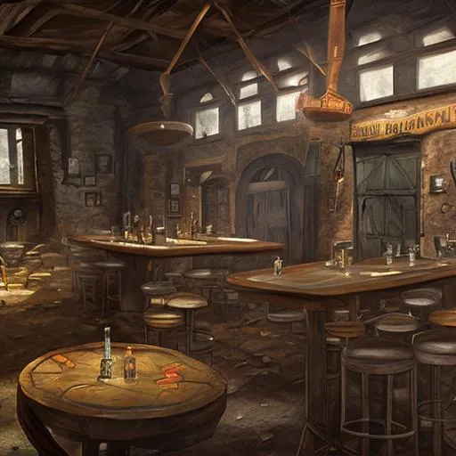 Prompt: dnd, abandoned tavern, 4k, realistic