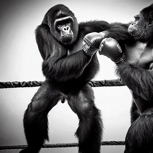 Prompt: gorillas boxing