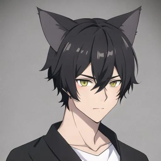 Prompt: Cat boy hybrid (male, short hair)