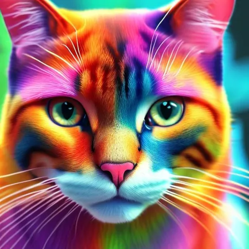 Prompt: Vibrant colour ful cat realistic 4k 8k full body 