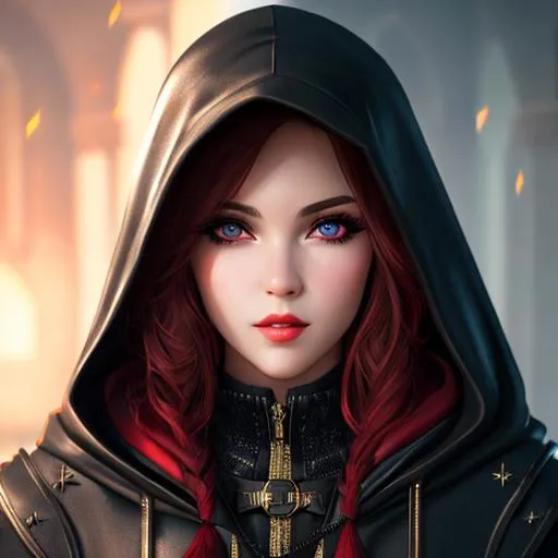 Prompt: extremely realistic, hyperdetailed, hooded rouge girl, RPG, D&D, highly detailed face, highly detailed eyes, full body, whole body visible, full character visible, soft lighting, high definition, ultra realistic, unreal engine 5, 8K, digital art