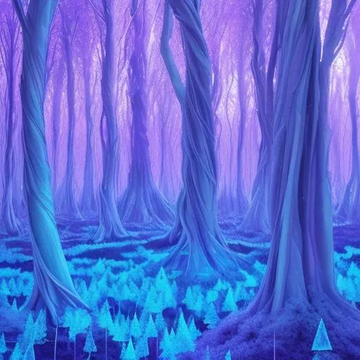 Prompt: Psychedelic forest of crystaline trees