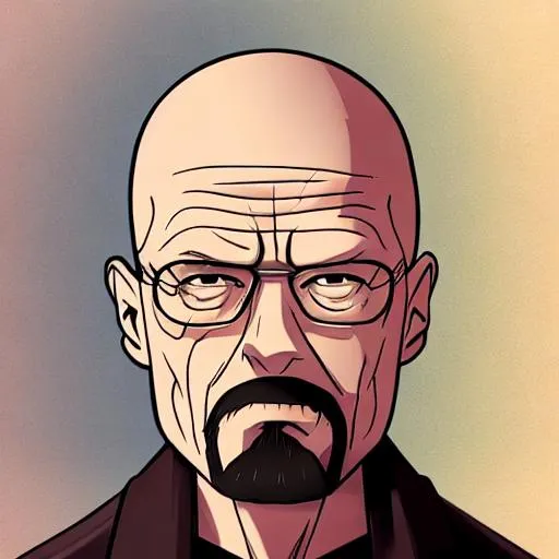 Prompt: walter white from breaking bad anime style