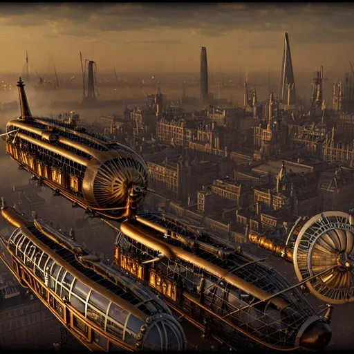 Prompt: steampunk London city  airship 8k HDDR