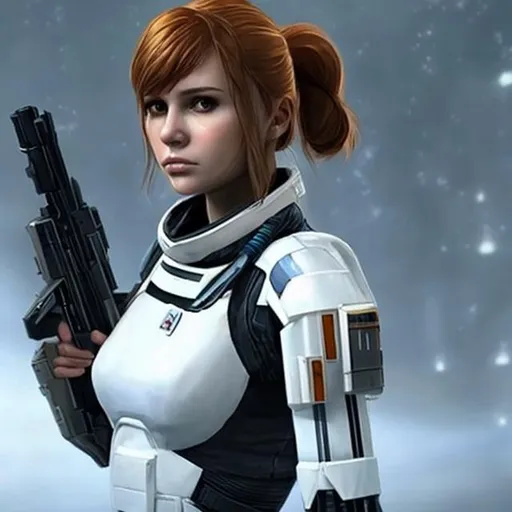 Prompt: beautiful fictional elite space soldier female