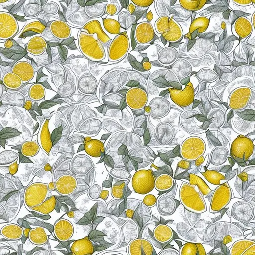 Prompt: seamless repeating graphic design pattern designed for people who love lemons, very detailed, trending art station, and 4k, award-winning digital art