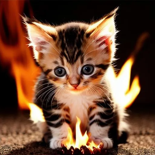 Prompt: cute kitten on fire