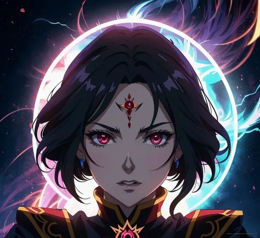 Prompt: woman possessed by evil power, energy emits aura charges power ball, profile pic, movie photo, anime film, high quality illustration, detailed anime soft face, detailed shadows, intricate detail, high quality