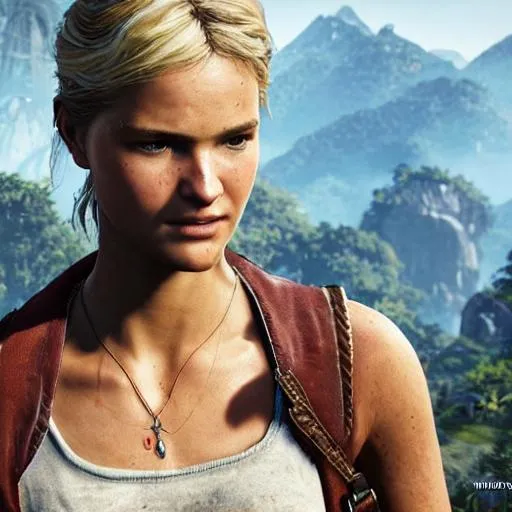 Prompt: Gabriella Wilde in the ps4 game Uncharted 4 Gorgeous Screenshot