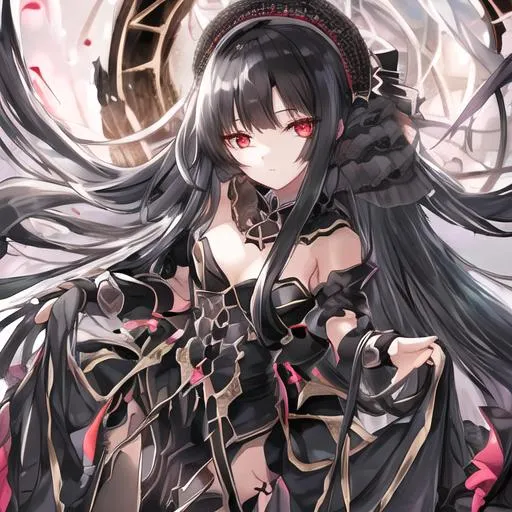 Prompt: a maiden with black long hair and beautiful eyes
