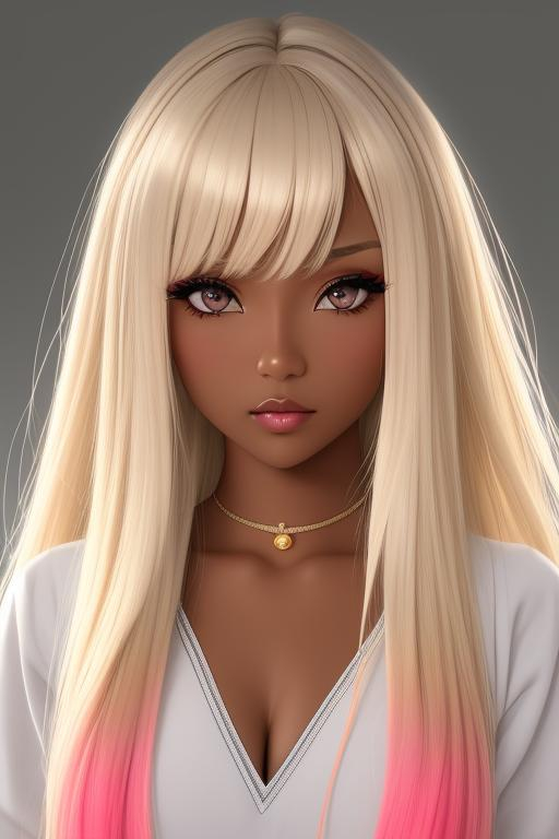 1girl Franja Black Eyes Blonde Hair Blush Dark Openart