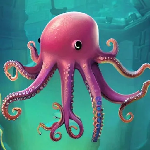 make me 3d main hero for videogame octopus who got 4...