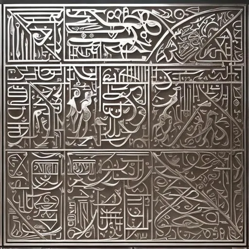 Prompt: I want a work of art drawn on stainless steel inspired by the ancient Arab civilizations 