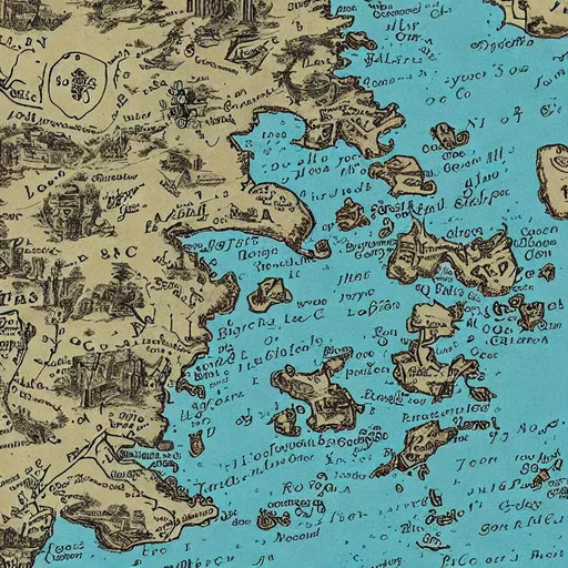 Prompt: old map, fictional, high detail