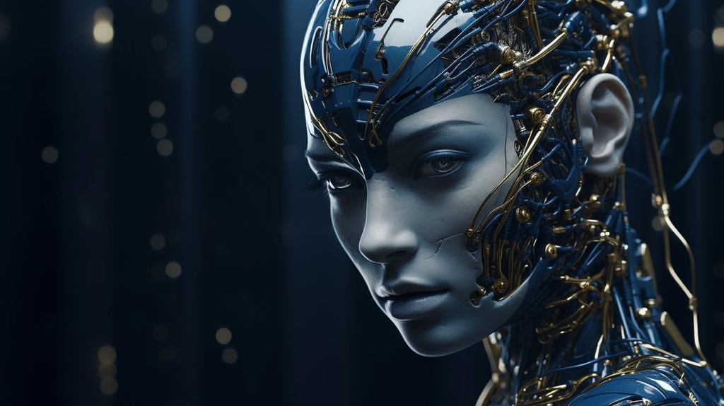 Prompt: futuristic human body that looks like a robot, in the style of dark silver and dark blue, detailed facial features, daz3d, made of insects, circuitry, kintsugi, photo taken with nikon d750