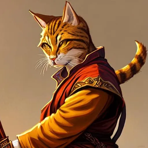 Prompt: Tabaxi  monk from fantasy game, Heroic fantasy art.