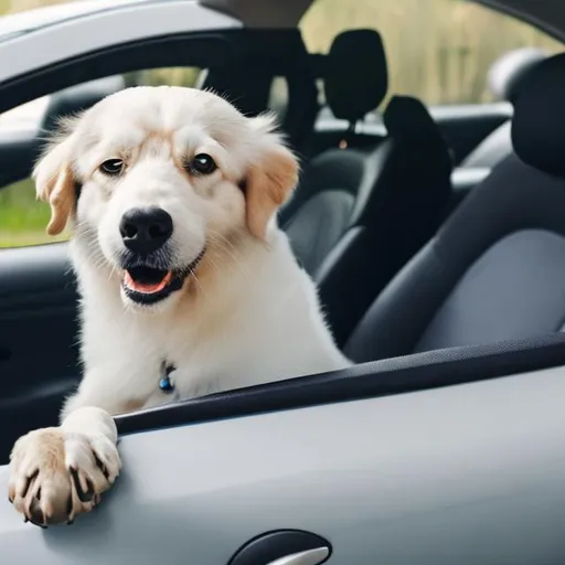 Dog driving car | OpenArt