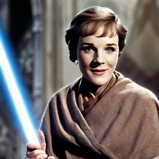 Prompt: Julie Andrews as a jedi