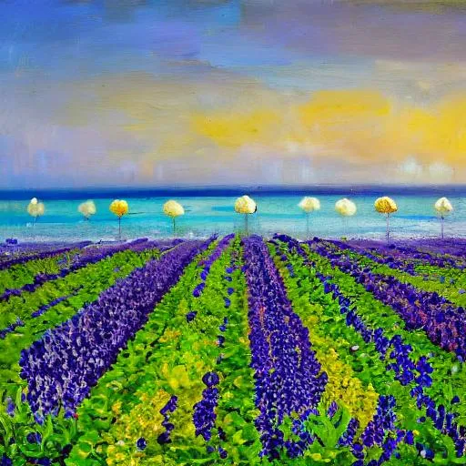 Prompt: Hyacinth - hyacinthus. garden in the indian ocean impressionist