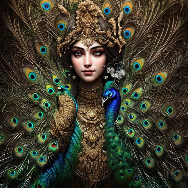 Intricately detailed beautiful peacock goddess hyper... | OpenArt