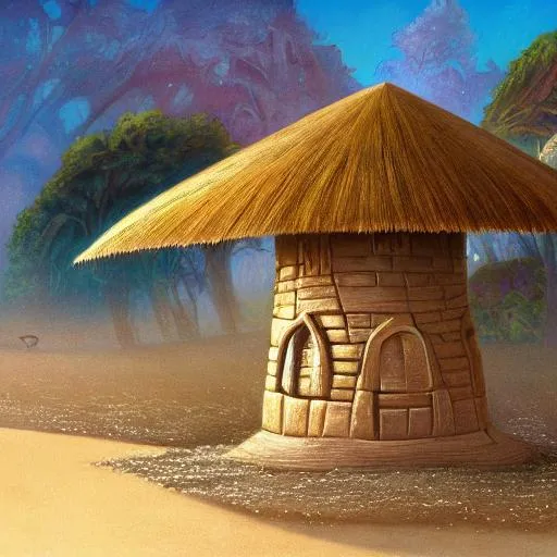 Prompt: wide angle view, a beautiful digital painting of a fairy house made of sand on a beautiful beach, bright sunny day, beach grasses, woodline, magical, by greg rutkowski, brian froud, marc simonetti, jean - baptiste monge, mucha, symmetry, complementary colors, ink illustration, trending on artstation