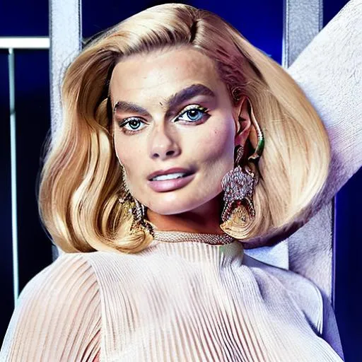 Prompt: High quality picture of Margot Robbie wearing a high detailed inspired Barbie Valentino outfit 