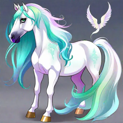 Prompt: Haley  as a demon horse hybrid (bright multi-color hair) (multi-color eyes) (horse ears) wearing a wedding dress, full body, 