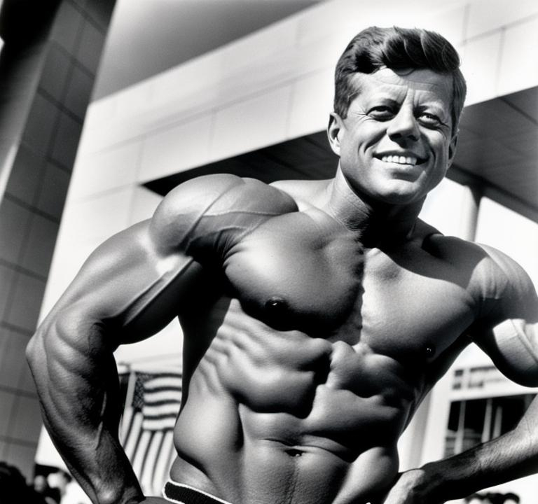 jfk, bodybuilder, smile, fighting, new york | OpenArt