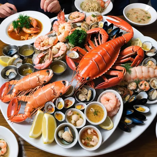Prompt: Seafood feast