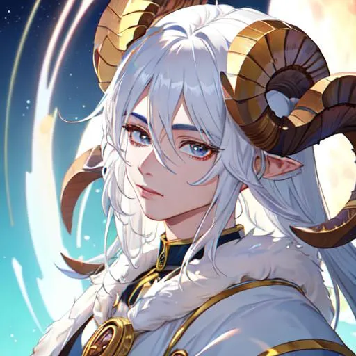 Prompt: Aries  The Ram zodiac as a 
male human, 8k, UHD,  highly detailed, close up